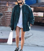 hailey-baldwin-January-11-2018-Out-in-West_Hollywood-green-plaid-shirt-sneakers-style-2.jpg