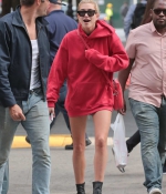 hailey-baldwin-style-red-hoodie-stylish-black-booties-ankle-boots-supreme-September-12-2017-Out-in-New-York-nyc-5.jpg